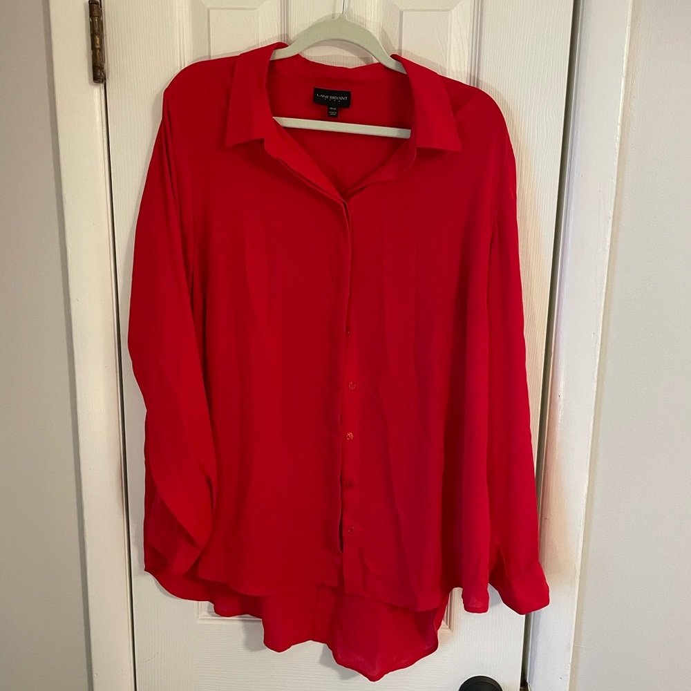 Lane Bryant Red Button Blouse